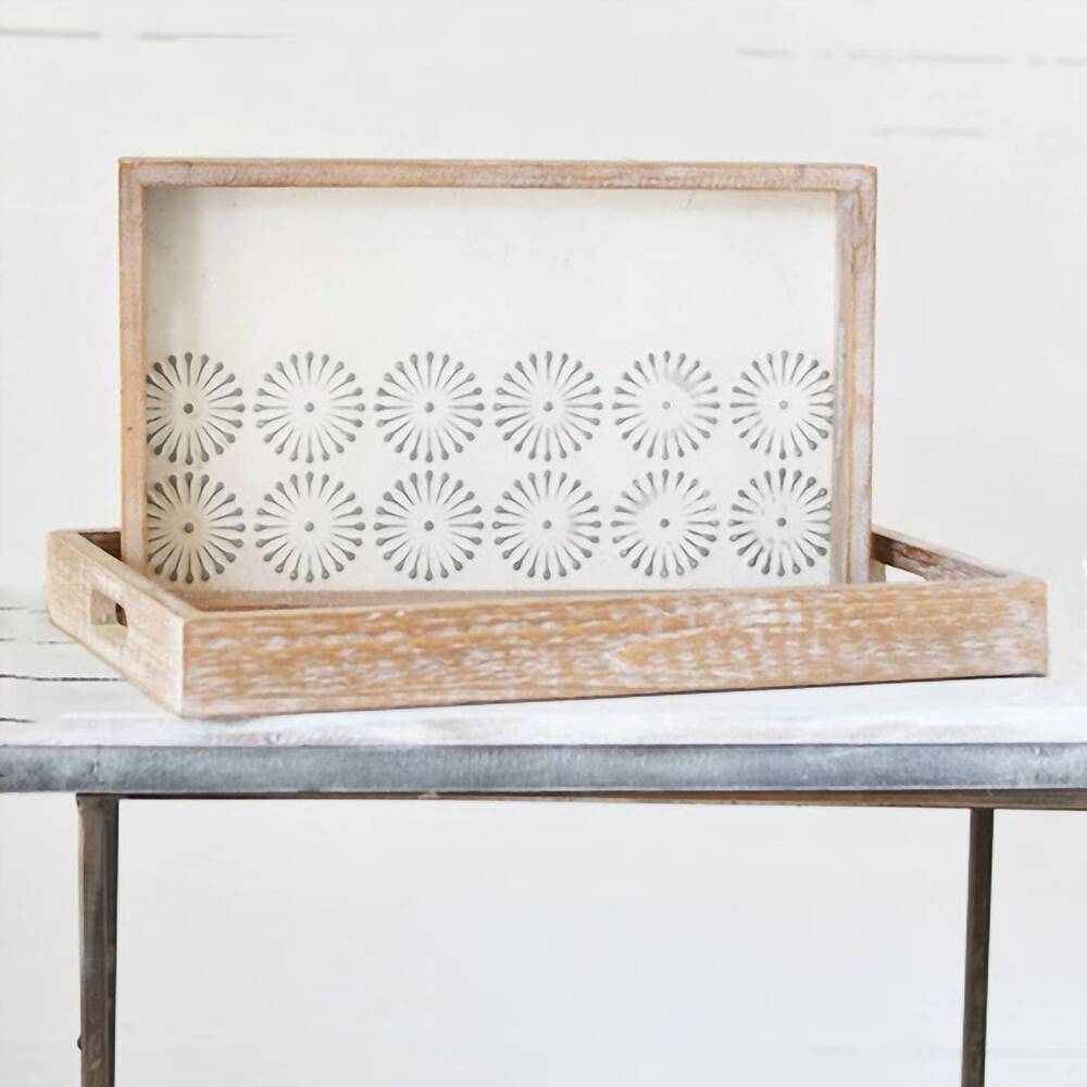 NEW MICKLER & CO. blooming tin tray set in white